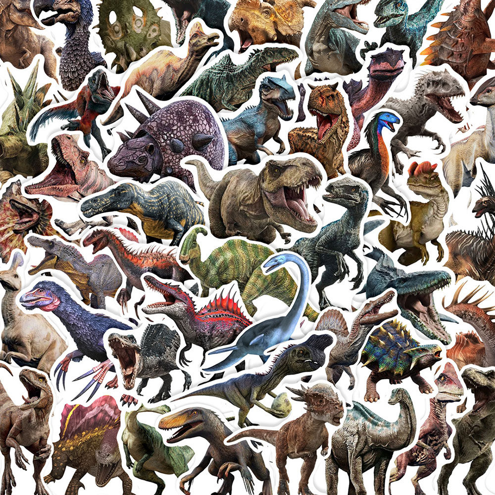 100张侏罗纪恐龙涂鸦贴纸卡通动漫仿真恐龙装饰儿童手账本diy贴画