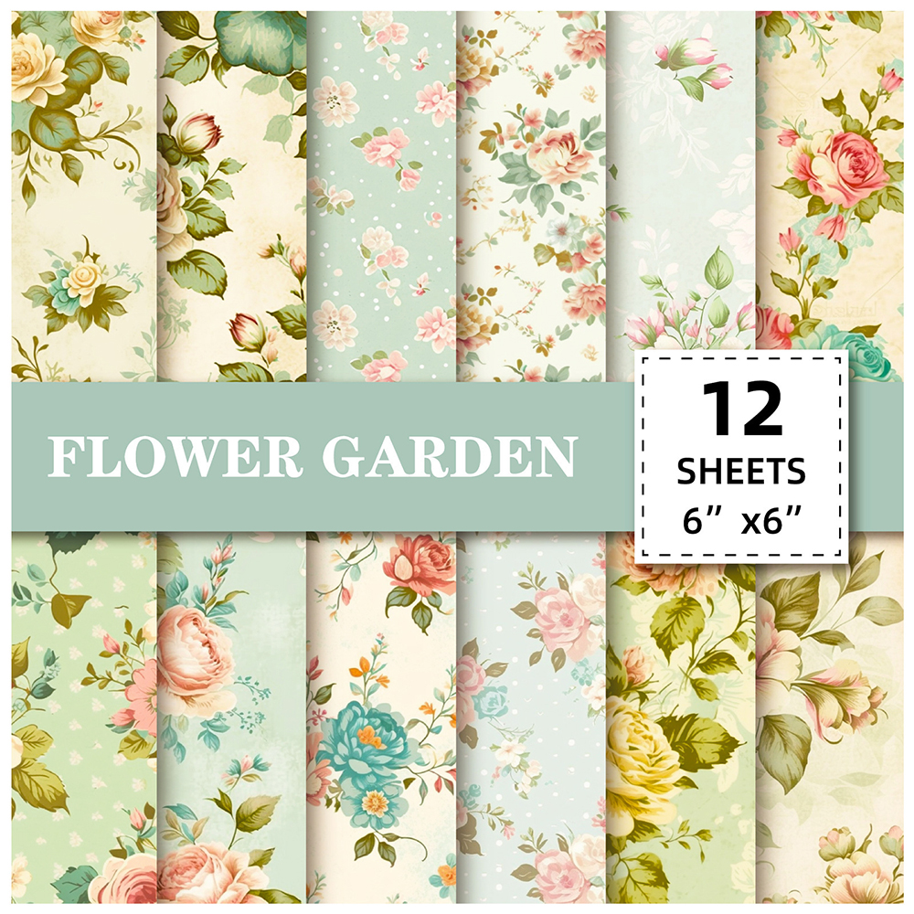 24张文艺小花素材包ins风小清新精美创意diy手工折纸素材纸可裁剪