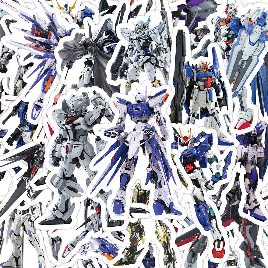 新款110张机甲战士高达机甲高颜值装饰diy桌面手账行李箱贴画