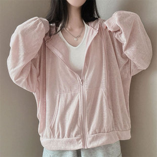 时尚起义韩国甜美2024秋新防晒口袋连帽宽松拉链外套lo24080603