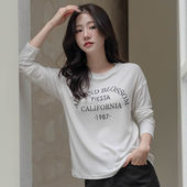时尚 起义韩国甜美2026春almond1987弹力字母长袖 T恤mo26012705