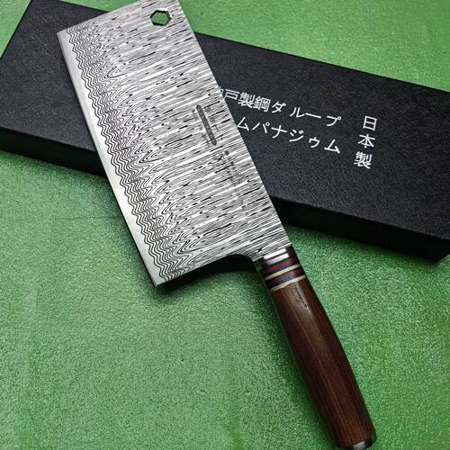 日本原装进口107层锻打大马士革厨用斩切两用刀千层纹VG10钢芯
