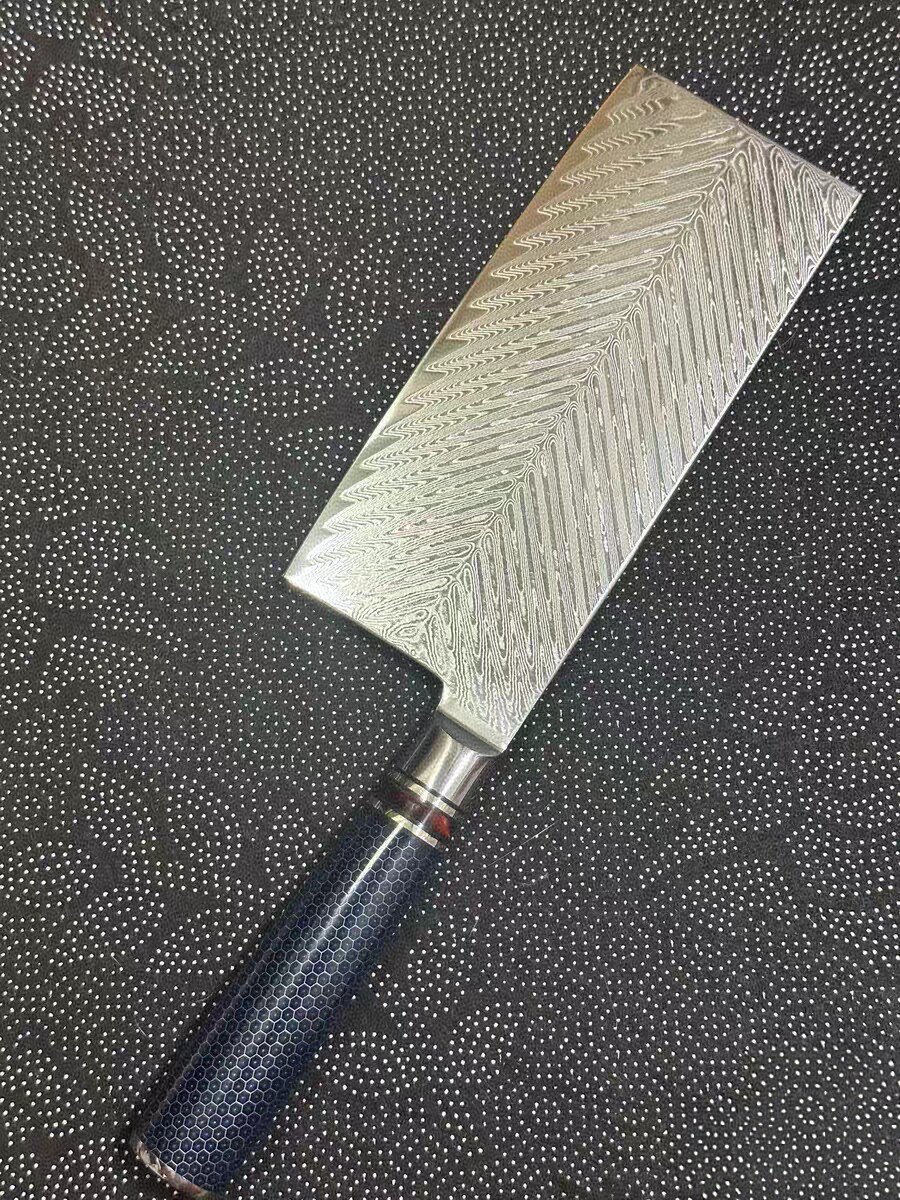 日本进口手工锻打大马士革钢切菜刀家用厨师专用切肉切片刀具锋利