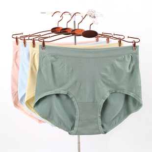 安菲 2023新款 中高腰甘草纤维底档无缝无痕女士三角内裤2308大码