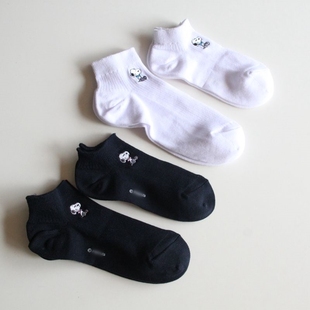 出口亲子款 双针船袜 低帮刺绣款 女士 中大童 秋季厚实脚踝袜子