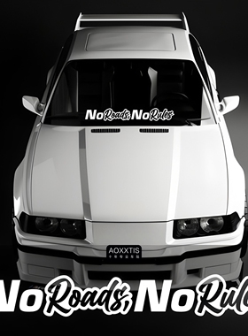 无规则No Rodds, No Pules改装前挡风侧窗玻璃汽车JDM签名车贴纸