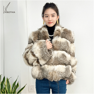 咔咔皮草 特惠！超美整版整皮天然原色进口加拿V领短外套