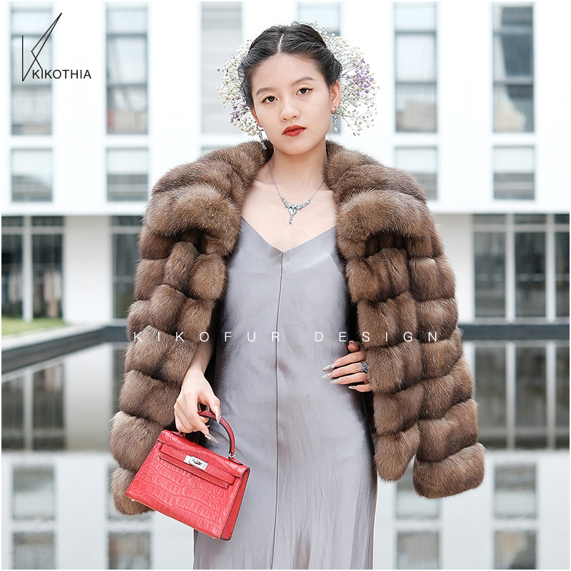 咔咔皮草 俄罗斯紫貂S3-S4大满天星大翻领短外套