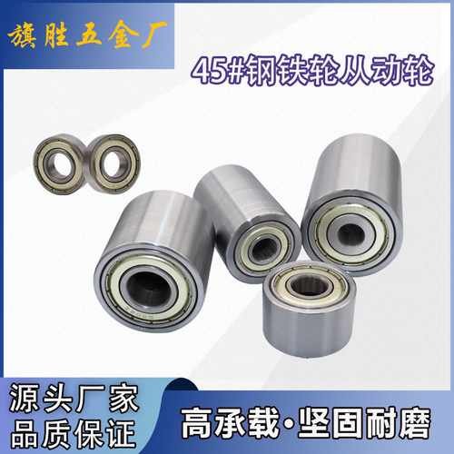 聚耐力铁轮双轴承轨道平皮带滚筒