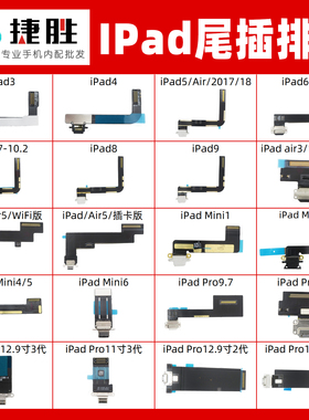 适用于iPad 3 4 5 6 7 8 9 Air mini pro 9.7 10.5 12.9尾插排线