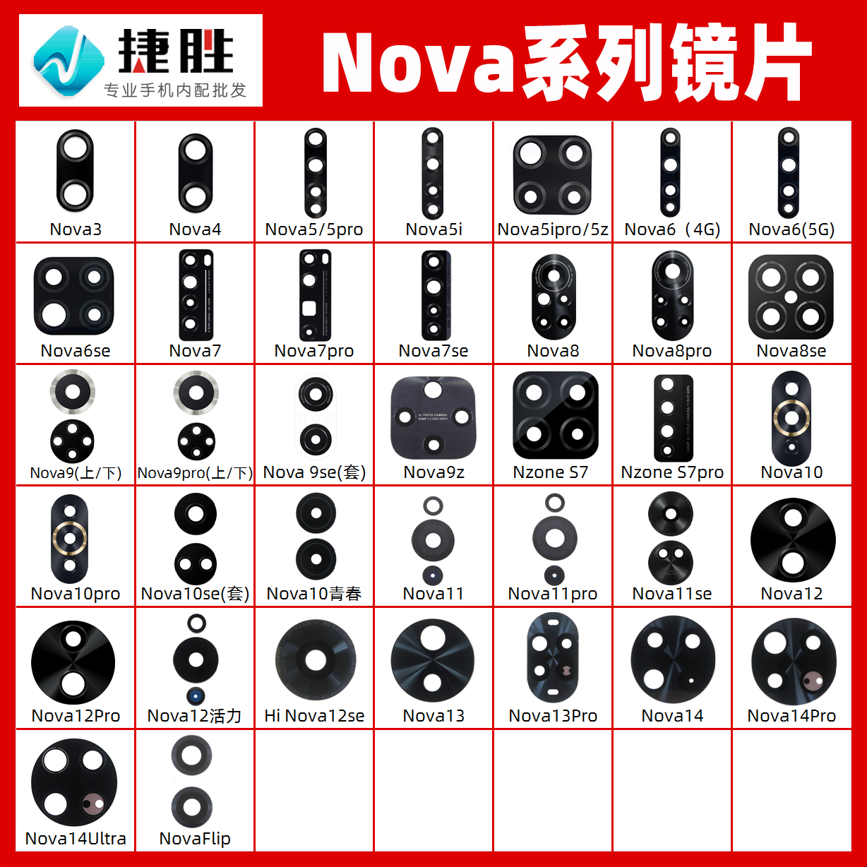 华为Nova系列摄像头镜片玻璃镜面