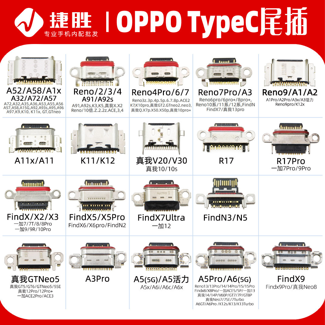 适用OPPO系列TypeC尾插接口图片