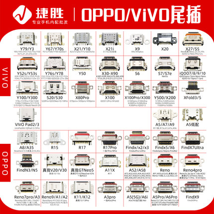 适用oppo vivo手机尾插Y79 Y85 x21 Y76 A52通用安卓尾插接口大全