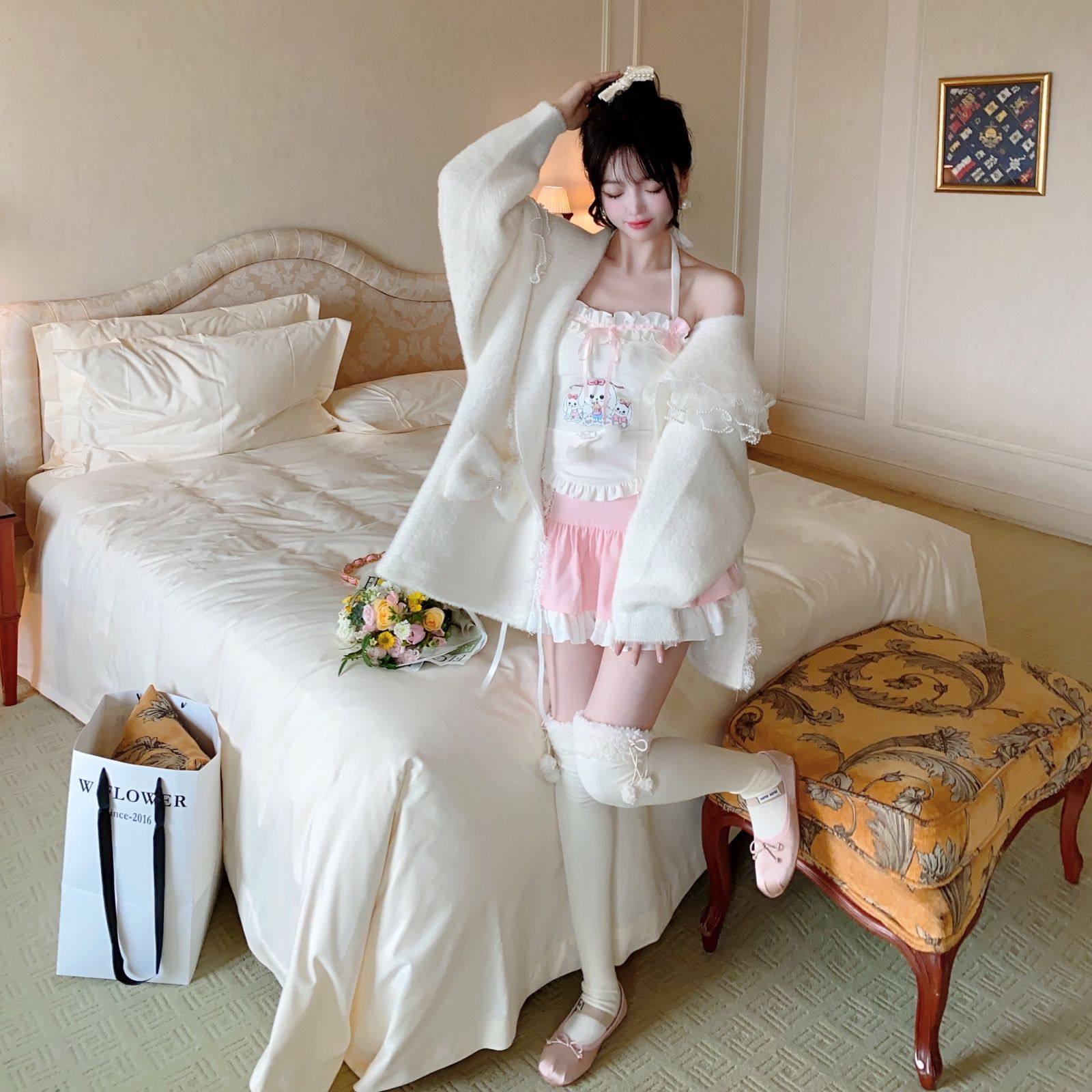 日系甜美软妹木耳小吊带背心女夏季新款修身短款内搭外穿 上衣