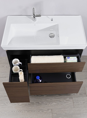 TOTO浴室柜组合LBEA080/090/100RMD一体式陶瓷台盆加宽置物台面