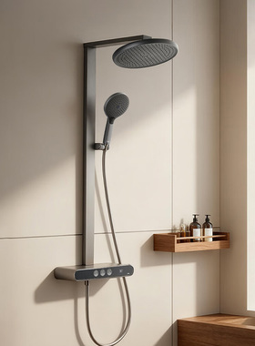 TOTO新恒温淋浴花洒TBW12480智能数显枪灰色大置物台MY5(05-I)