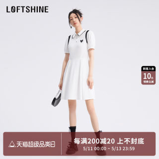 LOFTSHINE珞炫连衣裙2024年夏季小个子美式运动收腰减龄Polo裙