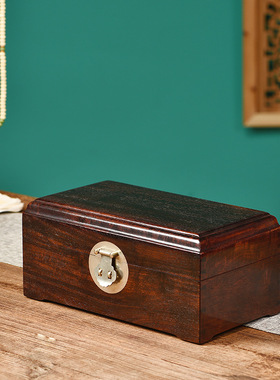 实木首饰盒高档奢华全独板实木榫卯小叶紫檀血檀木盒子红木收纳盒