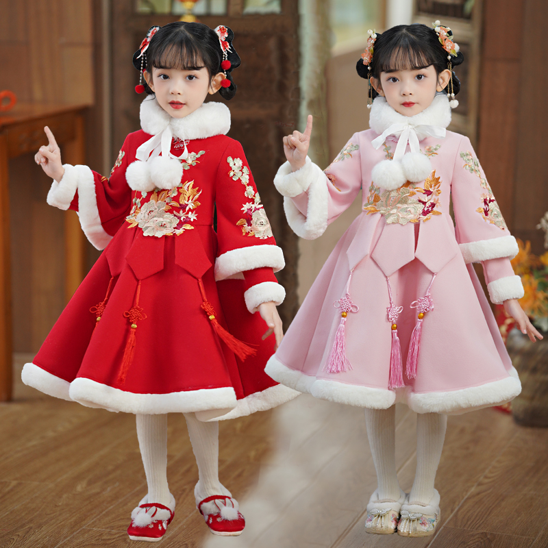 淘彩彤加绒冬季女童汉服