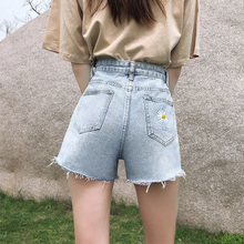 小雏菊女韩版2020夏季新款复古高腰牛仔短裤宽松显瘦破洞阔腿热裤