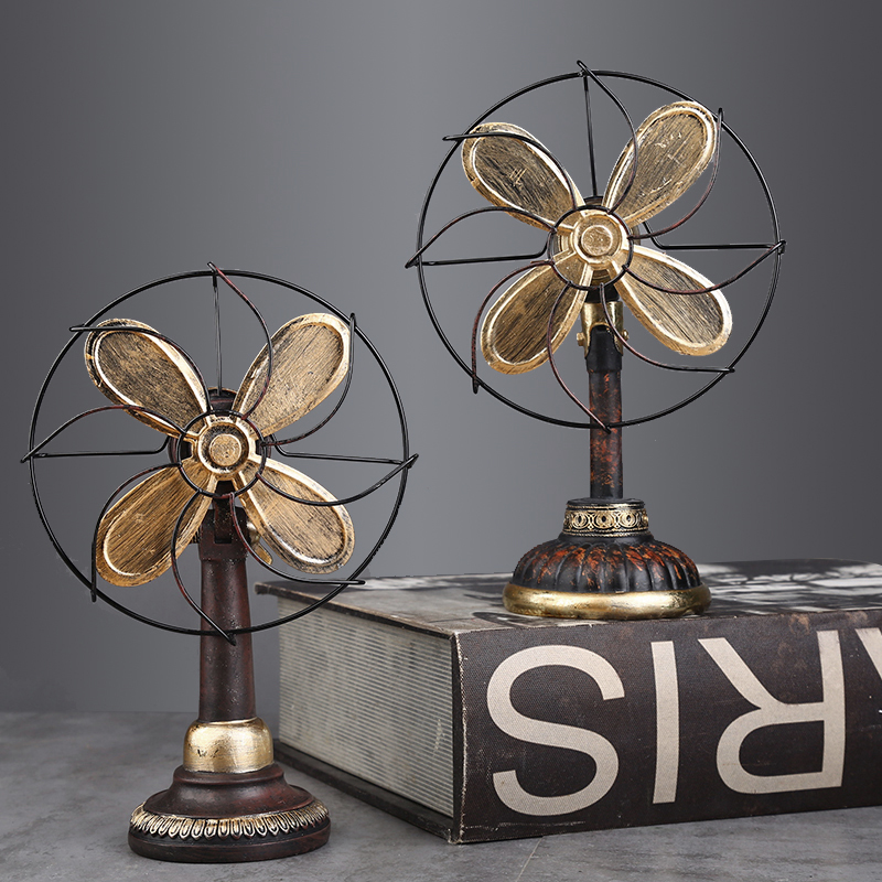 美式乡村复古摆件创意咖啡厅店铺橱窗装饰品电风扇模型道具小摆设