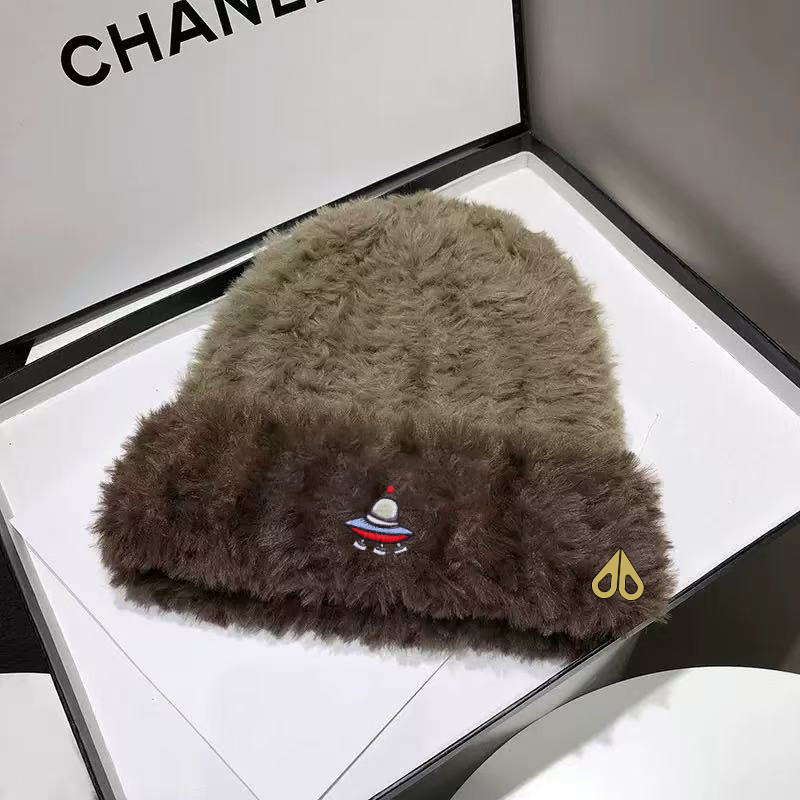 剪刀四季MOOSE毛绒拼接男女款秋冬保暖防寒针织百搭显脸小护耳帽