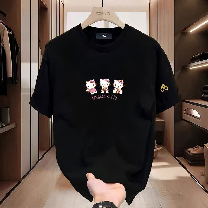 剪刀四季美式休闲印花短袖T恤男女同款潮牌圆领套头上衣夏季新款