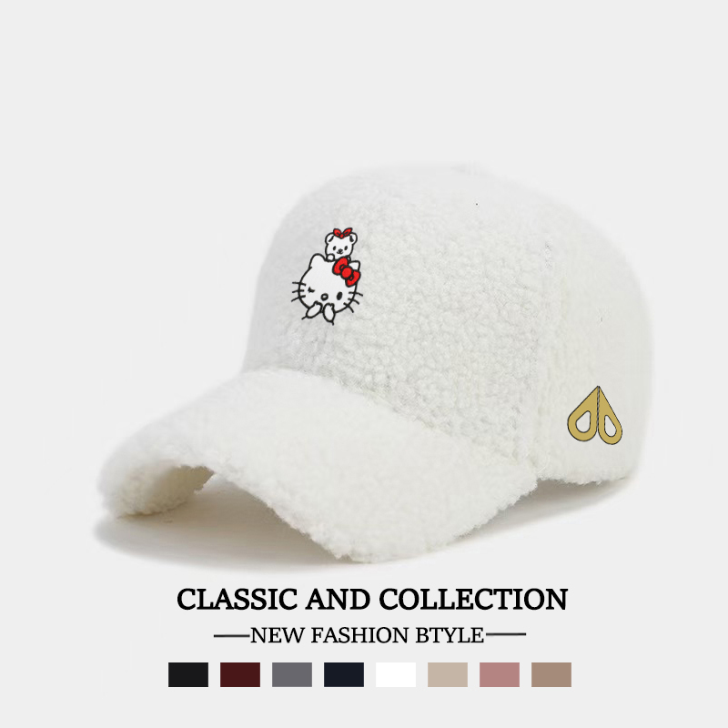 剪刀四季MOOSE时尚卡通可爱百搭小众男女同款秋冬弯檐保暖棒球帽