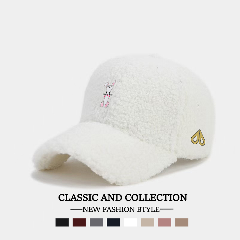 MOOSE韩版时尚百搭简约秋冬保暖羊羔绒男女同款棒球帽潮