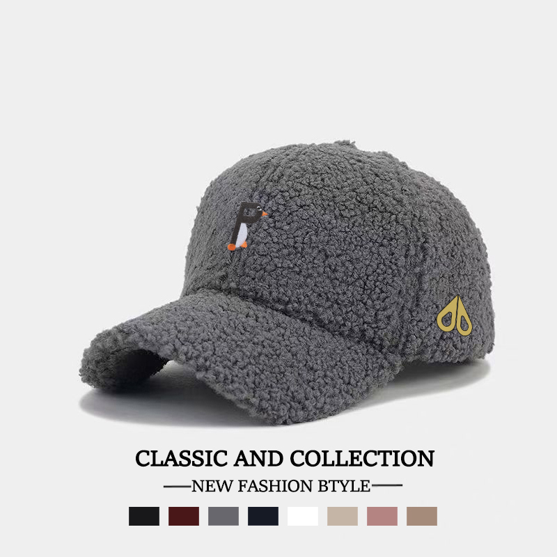 MOOSE韩版时尚百搭简约秋冬羊羔绒男女同款棒球帽显脸小