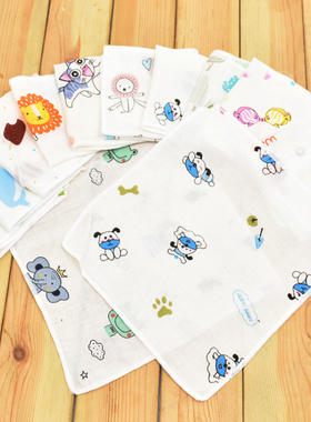 婴儿单层纱布口水巾沙布毛巾超薄沙巾小方巾纱布巾手帕宝宝薄纱巾