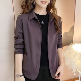 新款休闲春秋季长袖八月外套时尚百搭宽松中年洋气上衣