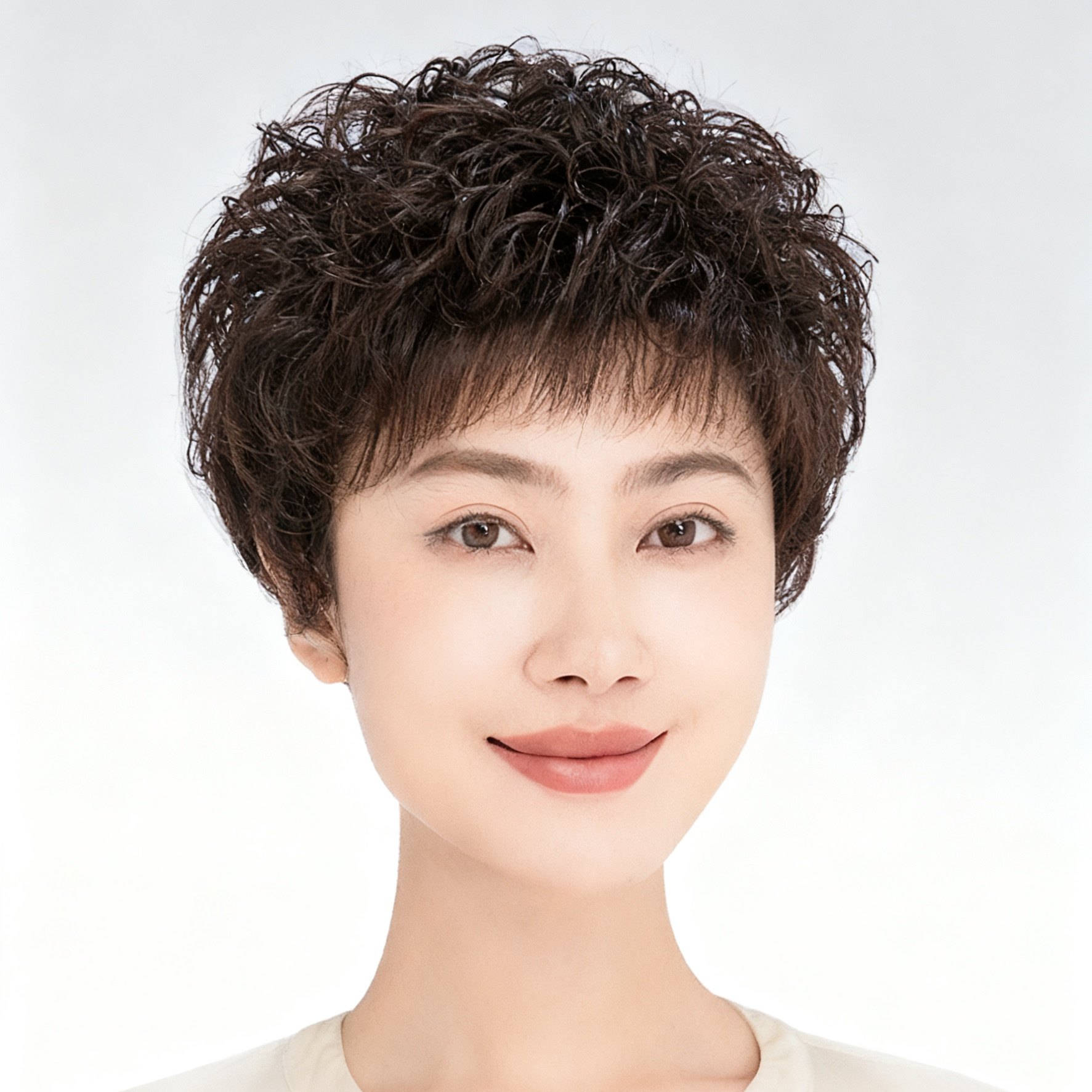 假发女短发卷发妈妈真发假发套女士中老年真人发丝全头套式自然型