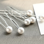 超仙韩国新娘头饰盘发簪子珍珠u形夹发叉插针结婚纱配饰简约百搭