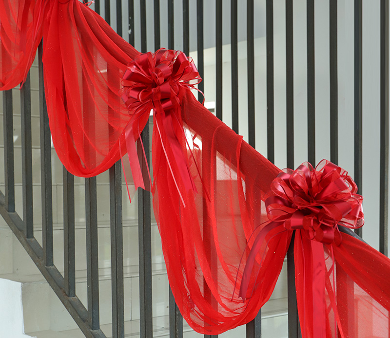 婚礼婚庆纱幔结婚楼梯扶手装饰拉花婚房装饰布置客厅创意婚庆用品