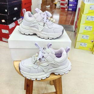 老爹鞋 2025冬季 中童跑步潮鞋 皮面大棉儿童超轻运动棉鞋 女童 新款