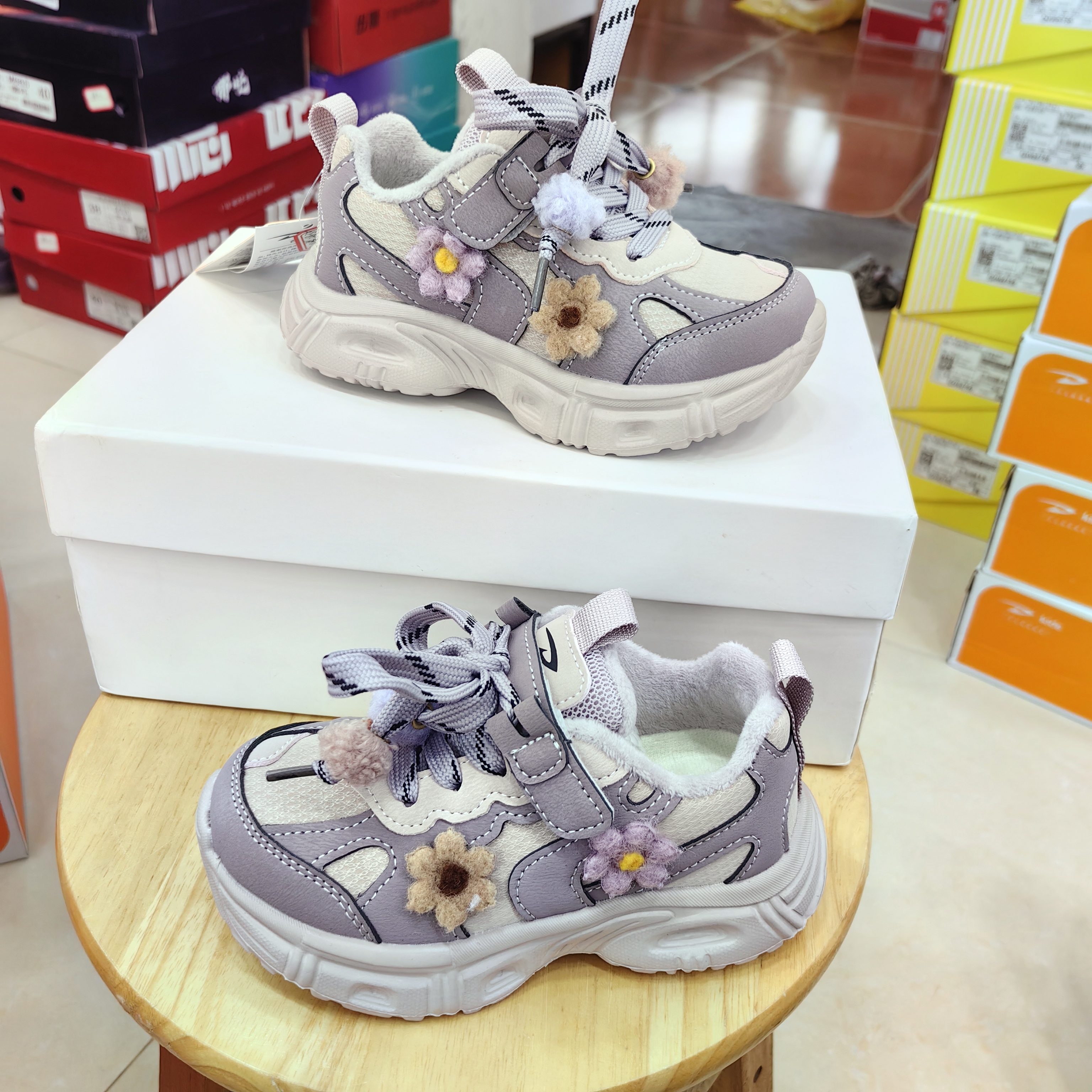 德尔惠2025冬季新款儿童运动鞋女童棉鞋二棉老爹鞋休闲跑步鞋加绒