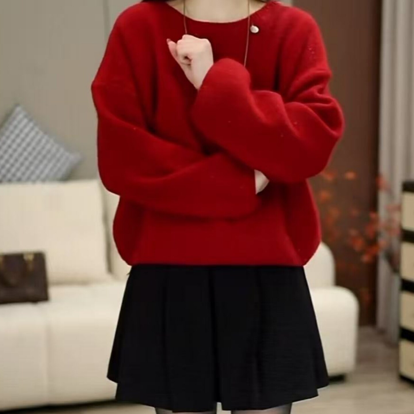 气质圆领宽松毛衣女秋冬2025新款