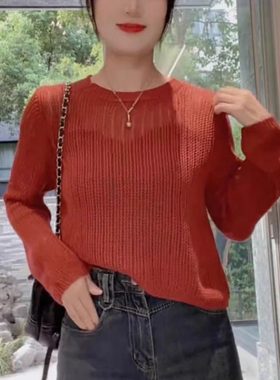 后背开叉纽扣针织衫女秋2025