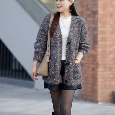 软糯中长款针织开衫外套女秋冬
