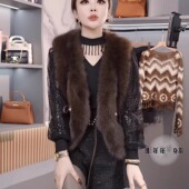 设计感系带时髦减龄无袖 仿皮草毛毛马甲短款 女秋冬2025年新款 背心