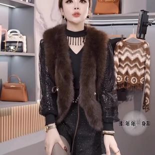 背心 设计感系带时髦减龄无袖 仿皮草毛毛马甲短款 女秋冬2025年新款