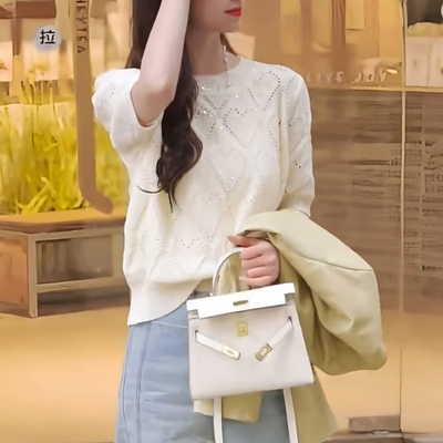 冰丝镂空针织衫短袖T恤女