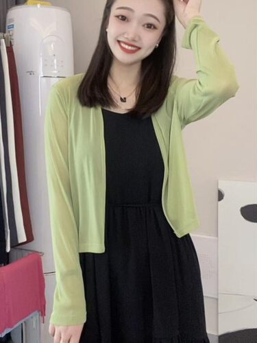 冰丝针织长袖小披肩防晒开衫