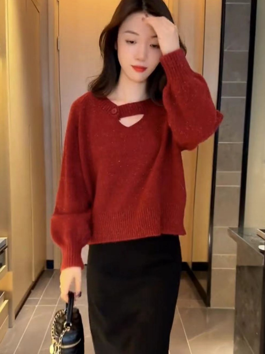 亮丝针织衫毛衣女秋冬韩系