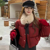 韩系毛领短款 外套 保暖白鸭绒保暖小个子时尚 羽绒服女冬季 2025新款