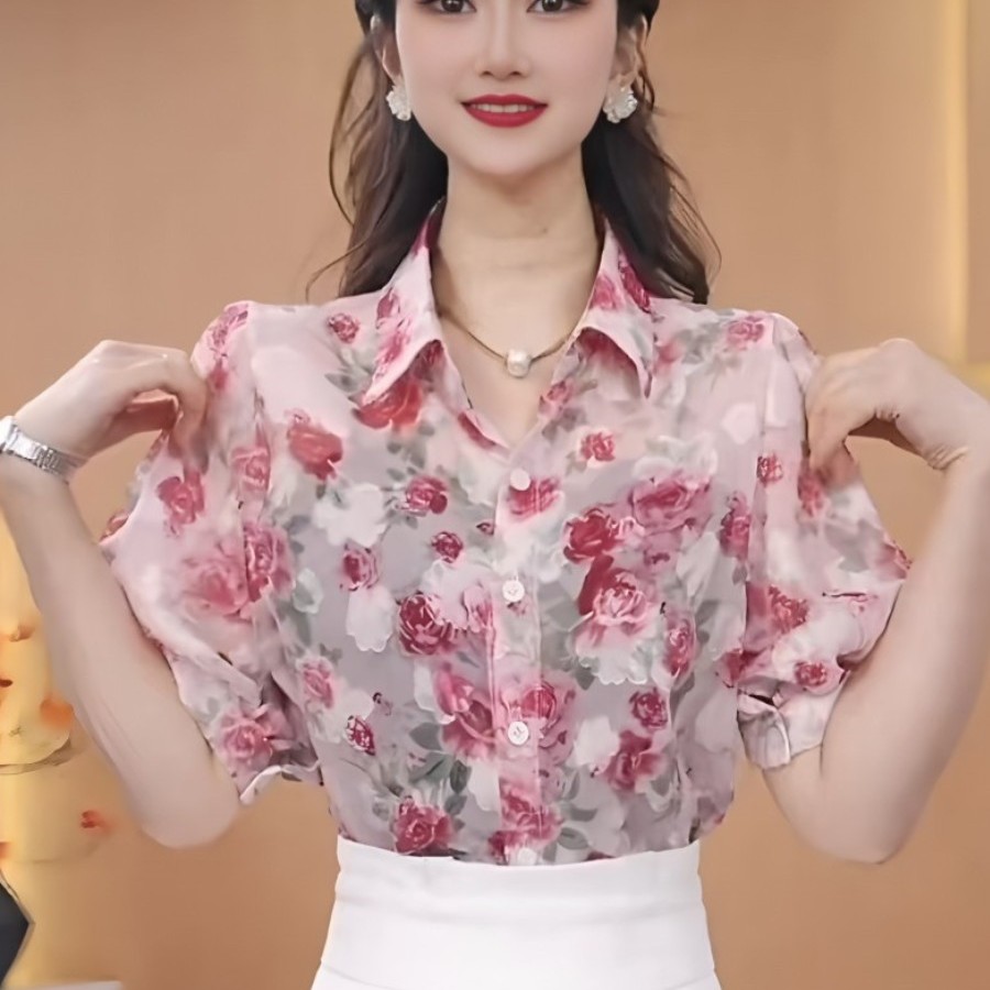 雪纺碎花衬衫女夏季2025新款