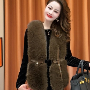 洋气背心加厚短款 宽松时尚 上衣 韩版 仿皮草毛毛马甲女2025秋冬新款