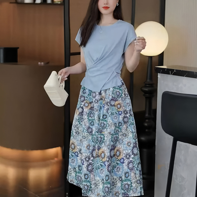休闲时尚针织衫半身裙套装女
