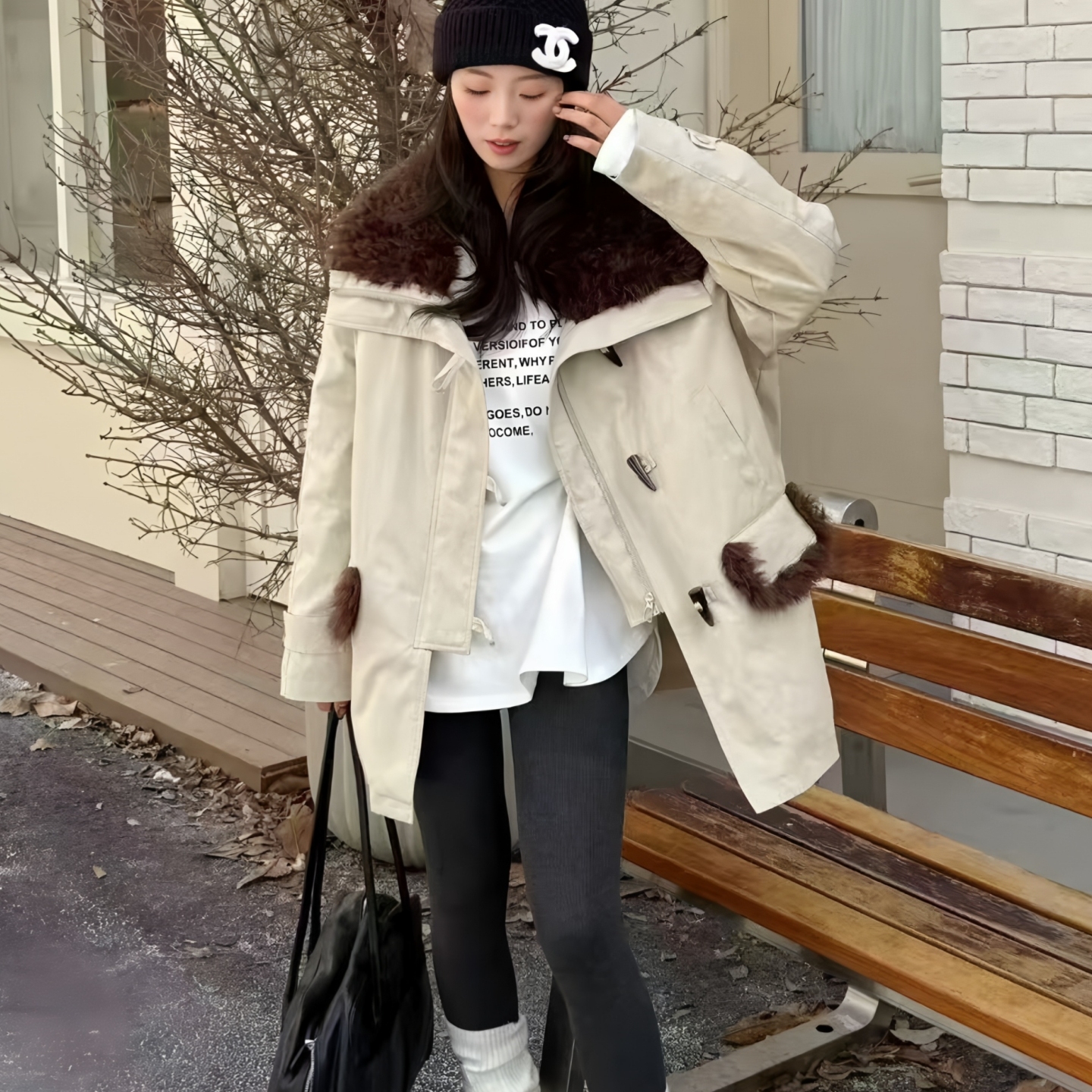 毛领羽绒派克服外套女中长款冬季